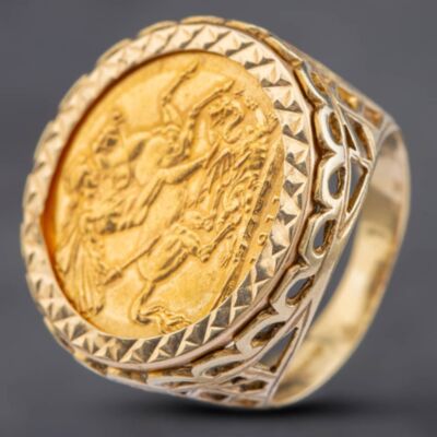 Pre-Owned 9ct Yellow Gold 1911 Full Sovereign Coin Ring 412012414BND
