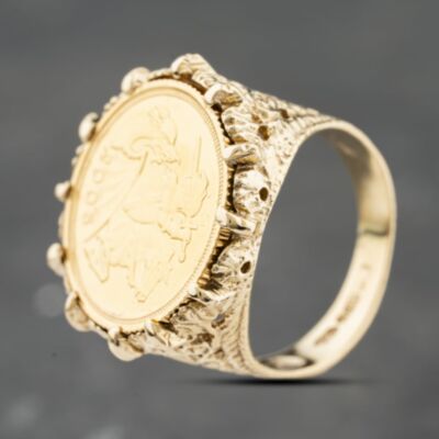 Pre-Owned Yellow Gold 2005 Queen Elizabeth Half Sovereign Coin Ring 41201269