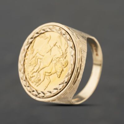 Pre-Owned Yellow Gold 1914 Full Sovereign Coin Ring 41201273