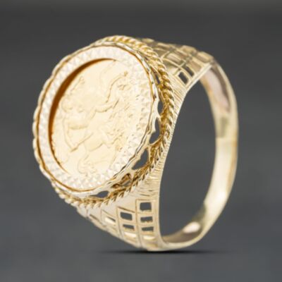 Pre-Owned Yellow Gold 1912 Half Sovereign King George Coin Ring 41201278