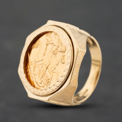 Pre-Owned 9ct Yellow Gold Queen Elizabeth II 1981 Full Sovereign Coin Ring 41201282BND
