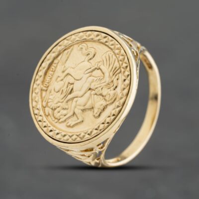 Pre-Owned 9ct Yellow Gold St George Coin Ring 41201308