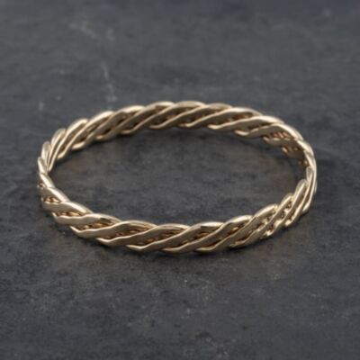Pre-Owned 9ct Yellow Gold Woven Standard Simple Bangle 41211305
