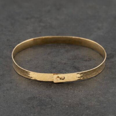 Pre-Owned 18ct Yellow Gold Textured Simple Bangle 41211340