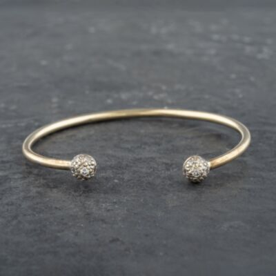 Pre-Owned 9ct Yellow Gold Cubic Zirconia Set Standard Torque Bangle 41211346