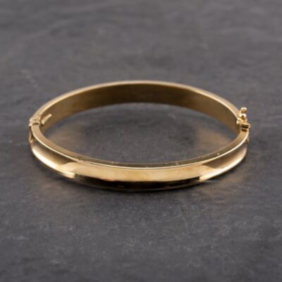 Pre-Owned 9ct Yellow Gold Concave Hinged Bangle 41211369