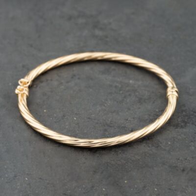 Pre-Owned 9ct Yellow Gold Twisted Small Hinged Bangle 41211404