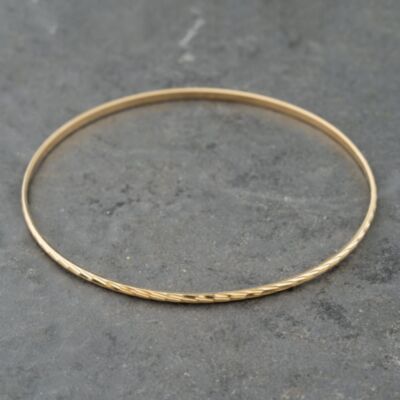 Pre-Owned 9ct Yellow Gold Diamond Cut Standard Simple Bangle 41211406