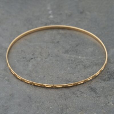 Pre-Owned 9ct Yellow Gold Diamond Cut Standard Simple Bangle 41211407