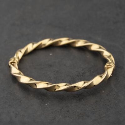Pre-Owned 9ct Yellow Gold Twist Hinged Bangle 41211426