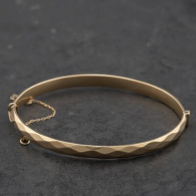 Pre-Owned Vintage Rolled Gold Patterned Hinged Bangle 41211469