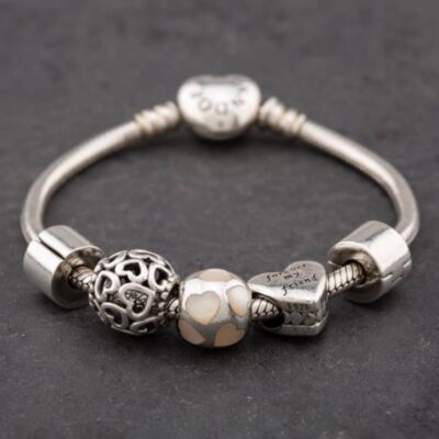 Pre-Owned Pandora Silver 6.5 Inch Snake Charm Bracelet 41221055