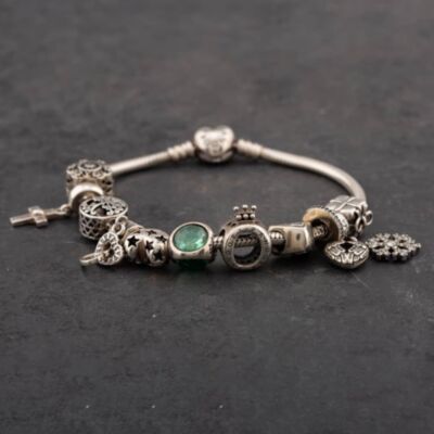 Pre-Owned Pandora Silver Multi Stone 19cm Charm Bracelet 41221064