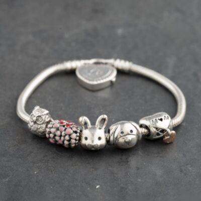 Pre-Owned Pandora Silver Multi Stone Pandora Assorted Mom Charms 6 Inch Charm Bracelet 41221381