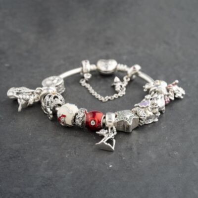 Pre-Owned Pandora Silver Multi Stone Pandora 16 Assorted Disney Medium Charm Bangle 41221388