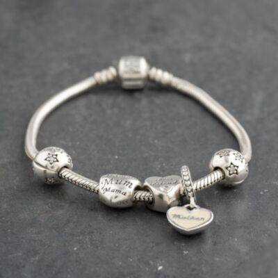 Pre-Owned Pandora Silver Multi Stone Pandora 5 Assorted 7.5 Inch Charm Bracelet 41221394