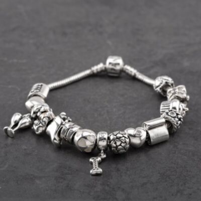 Pre-Owned Pandora Silver With Fifteen Various Charms 8 Inch Bracelet 41221431