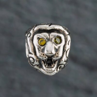Pre-Owned Pandora Sterling Silver Citrine Eyed Lionhead Bead Charm 4122231