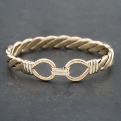 Pre-Owned 9ct Yellow Gold Hook Over Loop Heavy Twisted Standard Torque Bangle 41240004