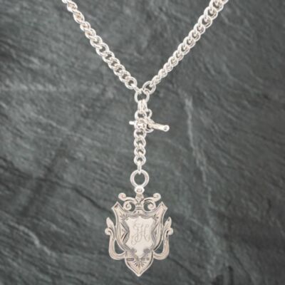 Pre-Owned Vintage Silver Medal Albert 15 Inch T-Bar Curb Chain 41251204