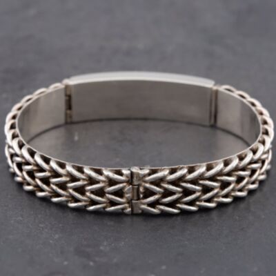 Pre-Owned Silver Identity 25cm Curb Hinged Bangle 41251302