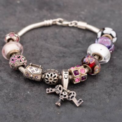 Pre-Owned Silver Chamilia 7.5 Inch Charm Bracelet 41251323