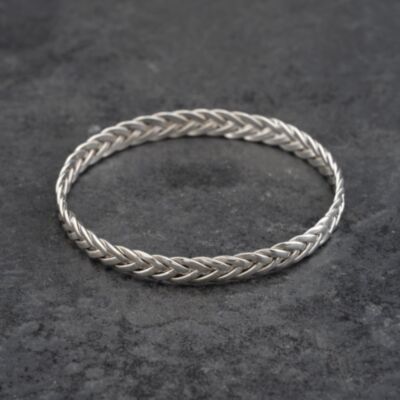 Pre-Owned Silver Weave Design Simple Bangle 41251582