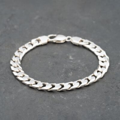 Pre-Owned Silver Heavy 8.5 Inch Curb Chain Bracelet 41251589