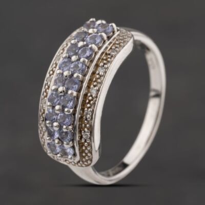 Pre-Owned Sterling Silver Tanzanite & White Zircon Band Ring 41251664