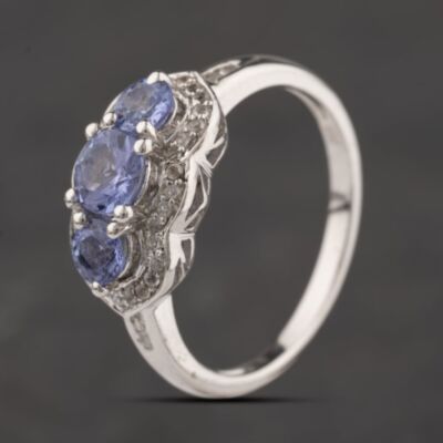 Pre-Owned Sterling Silver Tanzanite & White Topaz Dress Ring 41251670