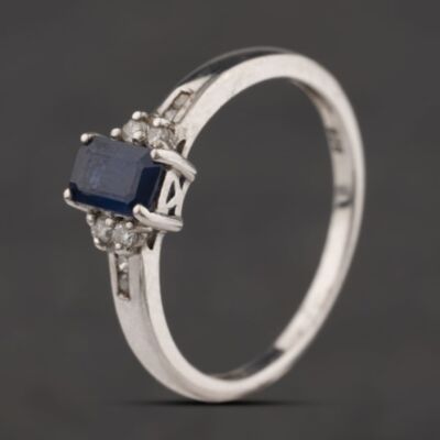 Pre-Owned Sterling Silver Tanzanite & White Topaz Shoulder Set Dress Ring 41251674