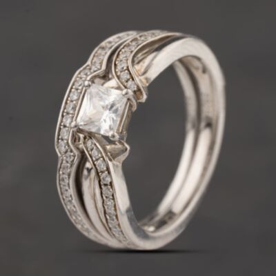 Pre-Owned Sterling Silver White Cubic Zirconia Bridal Ring Set 41251699
