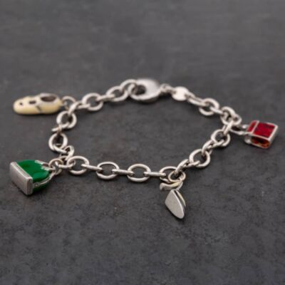 Pre-Owned 9ct White Gold Hand Bags & Shoes 7.5 Inch Charm Bracelet 41281154