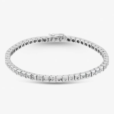 Pre-Owned 18ct White Gold Brilliant Cut Diamond Set 7.5 Inch Tennis Bracelet 41281287