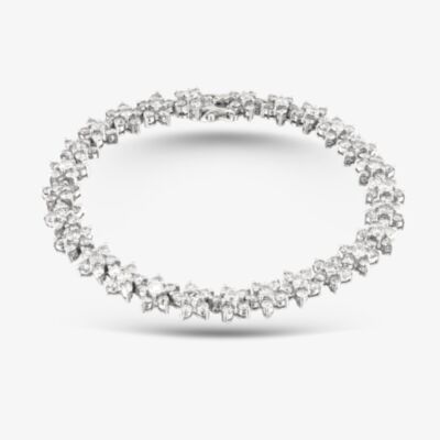 Pre-Owned 18ct White Gold 6.00ct Brilliant Cut Diamond Clusters 7.5 Inch Bracelet 41281356