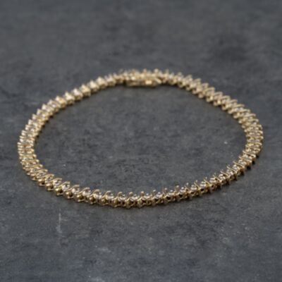 Pre-Owned 14ct Yellow Gold 2.00ct Brilliant Cut Diamond 8.5 Inch Tennis Bracelet 41281388