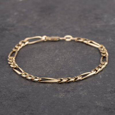 Pre-Owned 9ct Yellow Gold 7.5 Inch Figaro Chain Bracelet 41281402