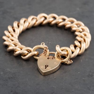 Pre-Owned Vintage 9ct Yellow Gold 7 Inch Curb Chain Bracelet 41281457