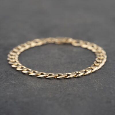 Pre-Owned 9ct Yellow Gold 8Inch Curb Chain Bracelet 41081498