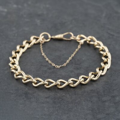 Pre-Owned Vintage 9ct Yellow Gold 7.5 Inch Curb Chain Bracelet 41281565