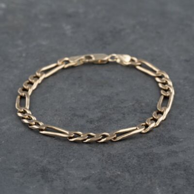 Pre-Owned 9ct Yellow Gold 6.5 Inch Figaro Chain Bracelet 41281566