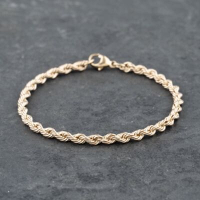 Pre-Owned 9ct White Gold 7.5 Inch Rope Chain Bracelet 41281568