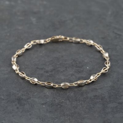 Pre-Owned 9ct Two Colour Gold Fancy 7.5 Inch Chain Bracelet 41281574