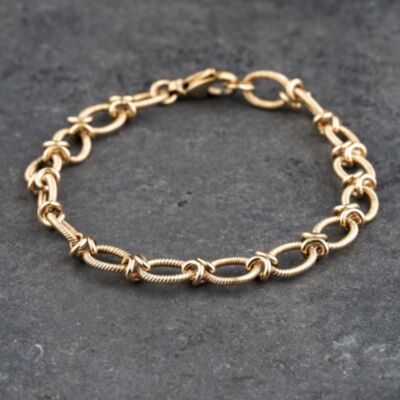 Pre-Owned 9ct Yellow Gold Oval Rope Edged 7.25 Inch Belcher Chain Bracelet 41281604
