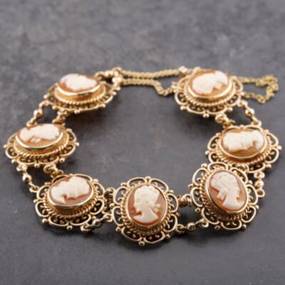 Pre-Owned 9ct Rose Gold 7 Inch Cameo Bracelet 41281610