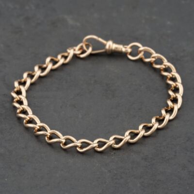 Pre-Owned 9ct Rose Gold 8 Inch Curb Chain Bracelet 41281624