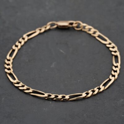 Pre-Owned 9ct Yellow Gold 7.5 Inch Figaro Chain Bracelet 41281629