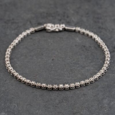 Pre-Owned 9ct White Gold 1.00ct Diamond 7.5 Inch Tennis Bracelet 41281653