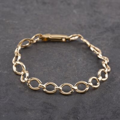 Pre-Owned 9ct Yellow Gold Flat Round 7.5 Inch Chain Bracelet 41281675