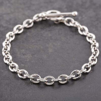 Pre-Owned 9ct White Gold T-Bar 7.5 Inch Belcher Chain Bracelet 41281691